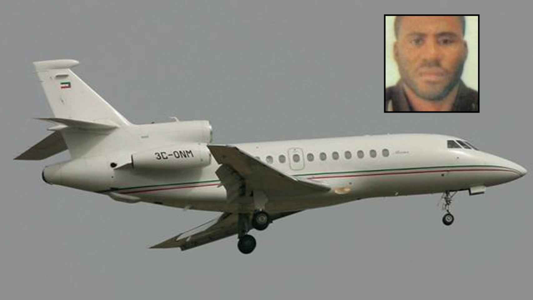 Un avión del Gobierno de Guinea y la foto de Carmelo Ovono, hijo de Teodoro Obiang.