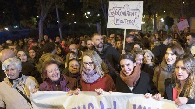 Irene Montero en una manifestación feminista de Unidas Podemos.