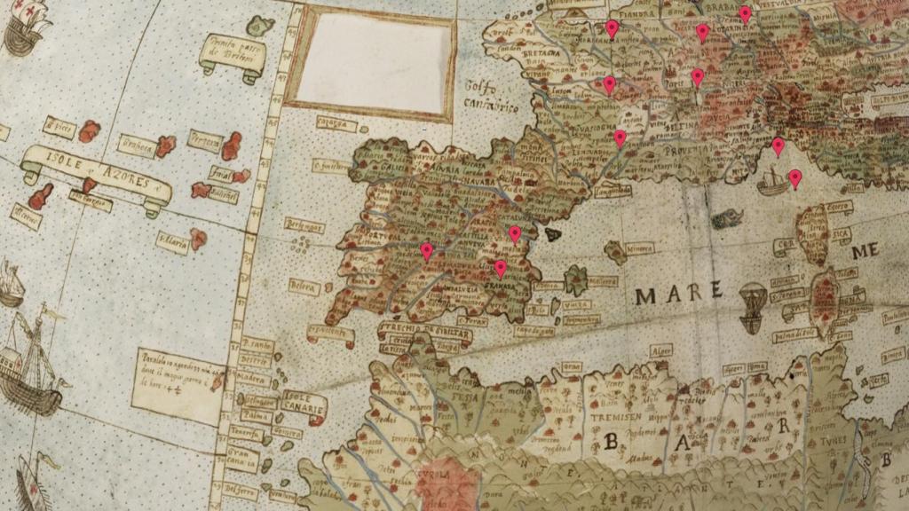 Espanha desenhada no mapa de Monti.