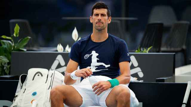 Novak Djokovic durante un entrenamiento