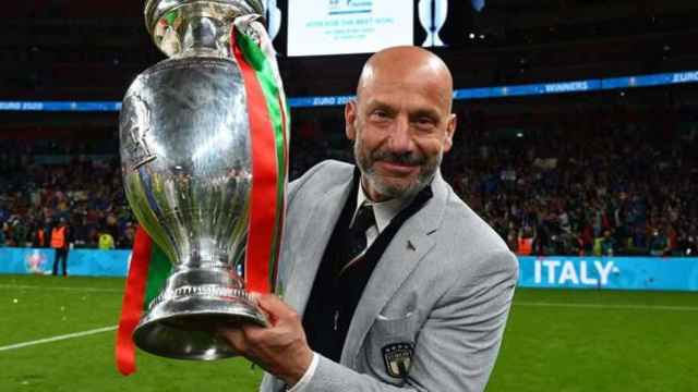 Gianluca Vialli, en la celebración de la Eurocopa que ganó Italia en 2021