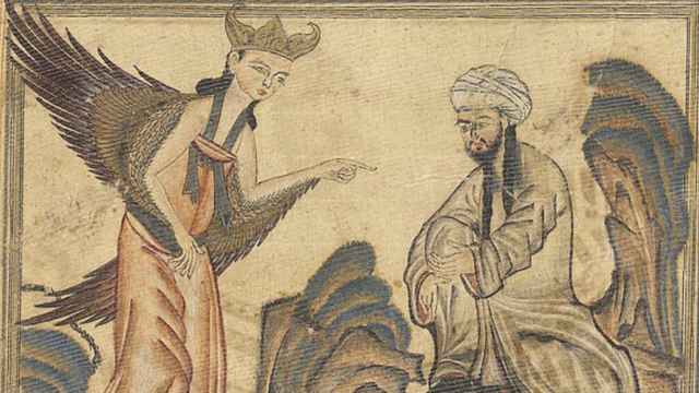 El arcángel Gabriel y el profeta Mahoma en la imagen de 'Compendio de crónicas'.