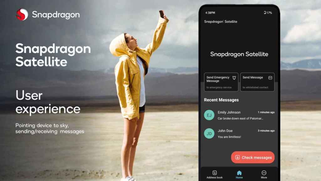 Snapdragon Satellite permitirá enviar y recibir mensajes desde cualquier parte