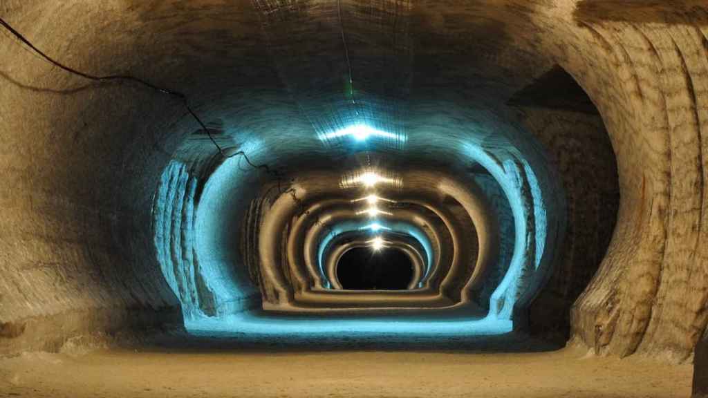 Fotografía de los túneles de las minas de sal y yeso de Soledar.