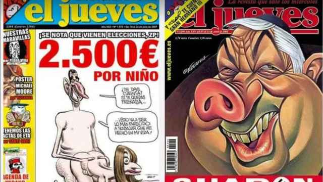 Dos de las portada más polémicas de la revista 'El Jueves'.