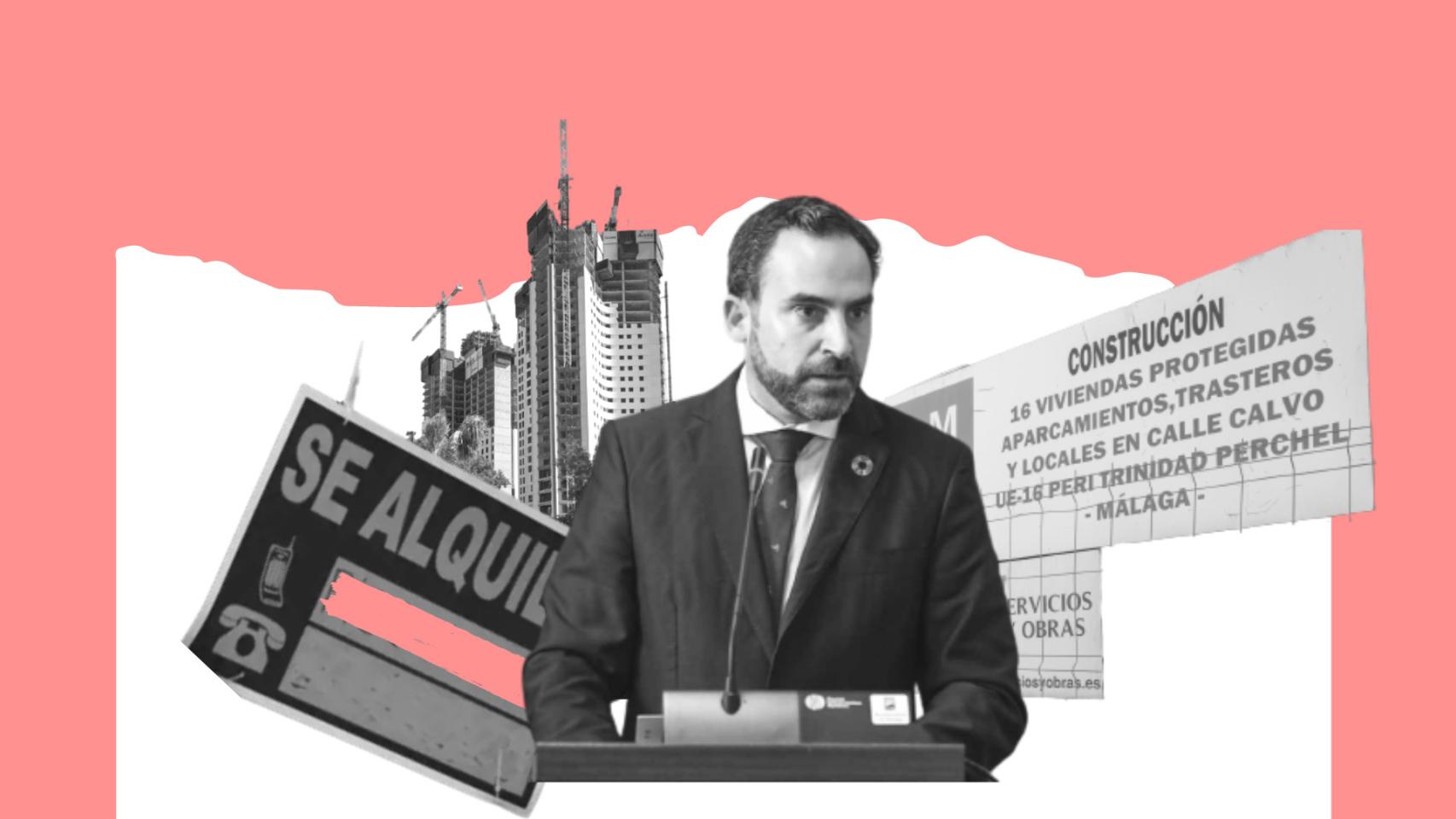 En el centro de la ilustración, el líder socialista Daniel Pérez.