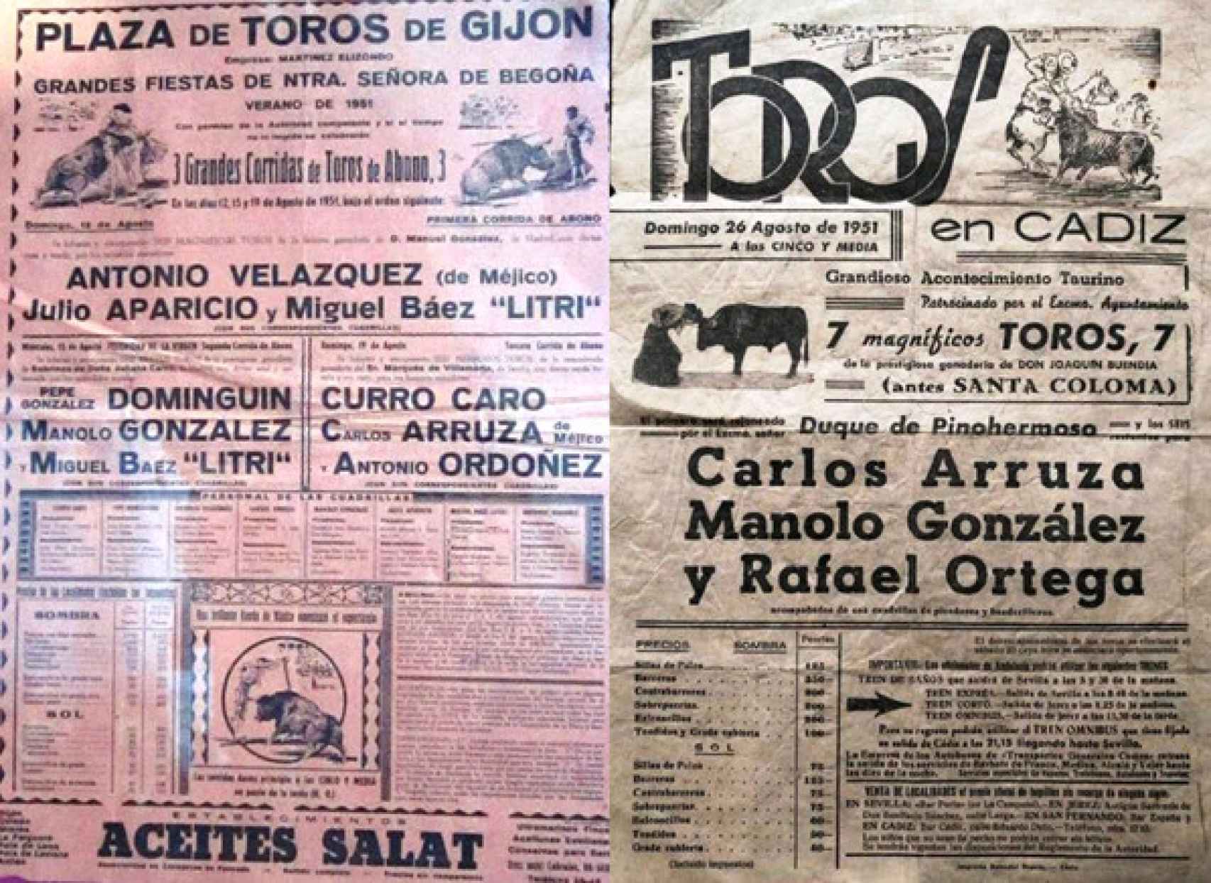 Carteles de Gijón y Cádiz de 1951 (Tendido 7)