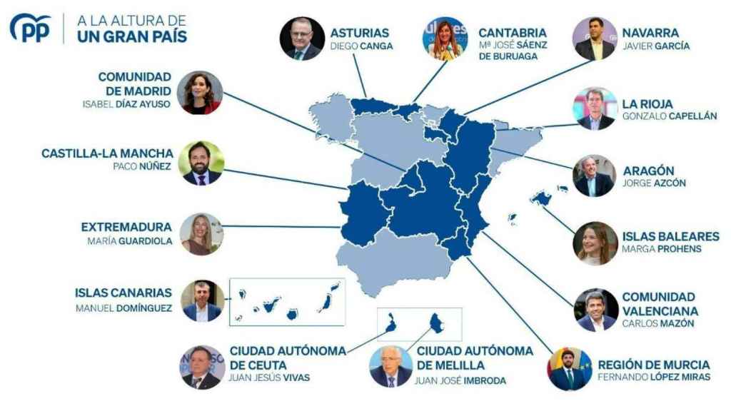 Los 12 candidatos autonómicos del PP para las elecciones del próximo 28 de mayo.