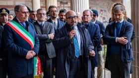 El ministro de cultura italiano, Gennaro Sangiuliano, en una visita a las ruinas de Pompeya.