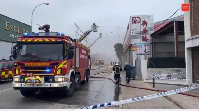 Incendio en Cobo Calleja, el polígono industrial chino de Fuenlabrada.