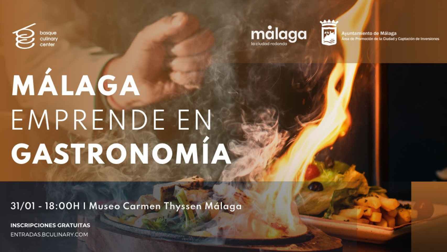 Cartel del evento 'Málaga emprende en Gastronomía'.