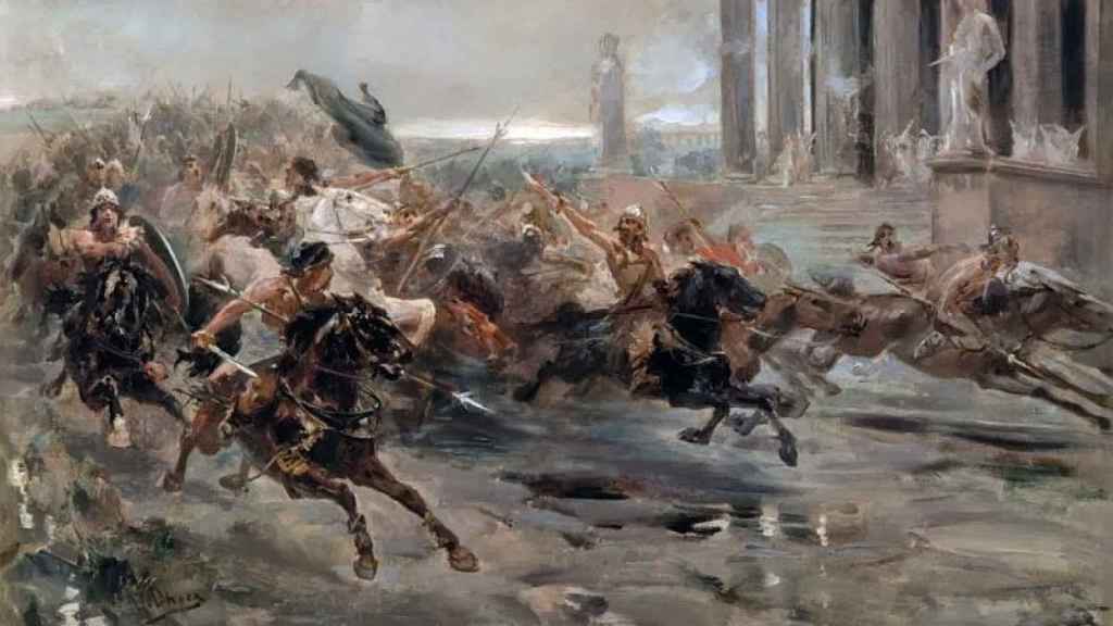 Boceto de La invasión de los bárbaros. La versión final del cuadro se quemó durante la Guerra Civil.