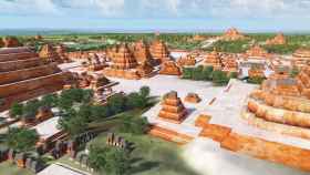 Recreación en 3D del yacimiento maya de El Mirador. Foto: Fundación FARES / Reuters