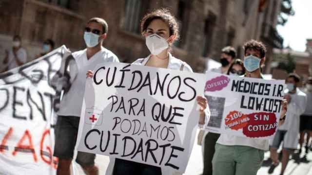 Protesta de médicos en Valencia, en imagen de archivo.
