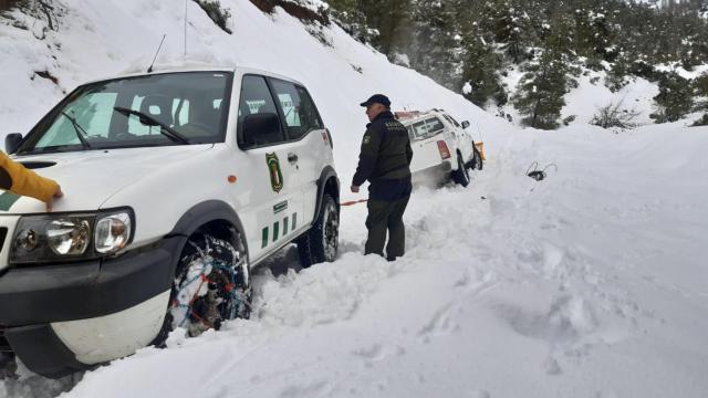 Nieve en una carretera de Albacete en el invierno de 2022. Imagen de archivo