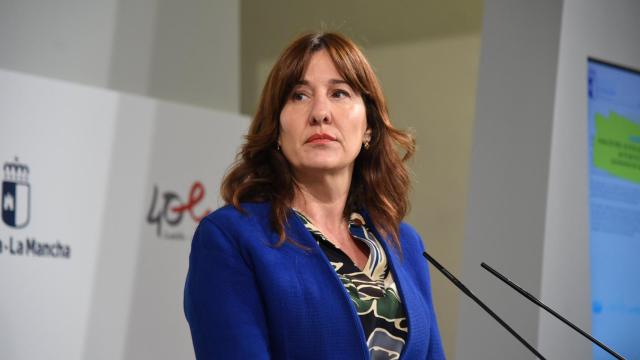 Blanca Fernández, consejera de Igualdad y portavoz del Gobierno de Castilla-La Mancha, este miércoles en rueda de prensa