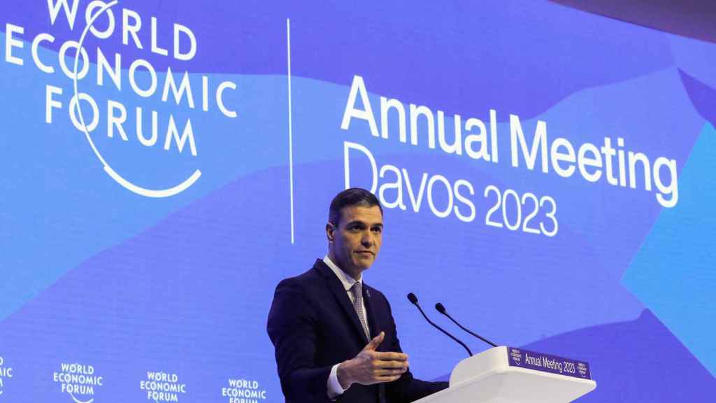 Pedro Sánchez durante su intervención del martes en el foro de Davos.