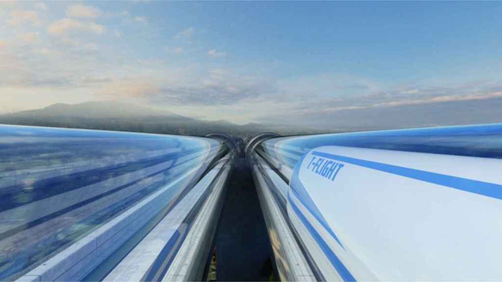 Ilustración del T-Flight, el Hyperloop chino