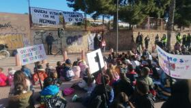 El alumnado también participó en la acción de protesta de este viernes.