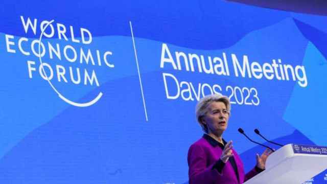 Ursula von der Leyen, presidenta de la Comisión Europea, interviene en el World Economic Forum 2023, el pasado martes en Davos.