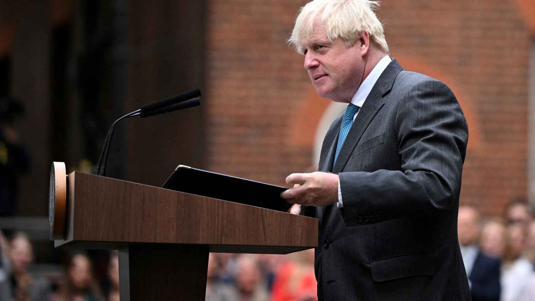 Boris Johnson, durante un discurso en septiembre de 2022