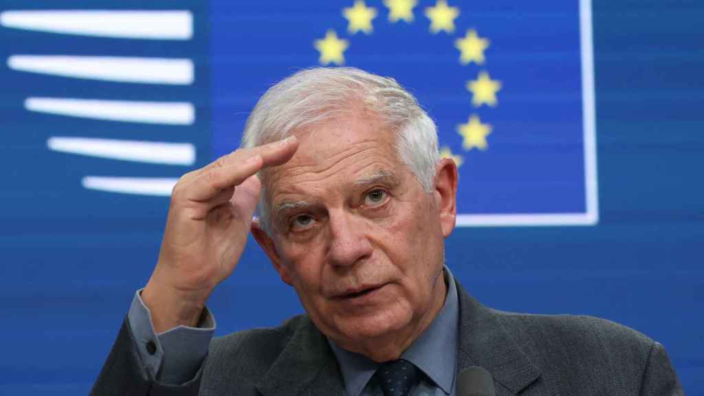 El jefe de la diplomacia de la UE, Josep Borrell, durante su rueda de prensa este lunes en Bruselas