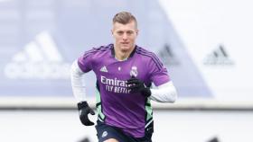 Alaba, Kroos y Modric, en un entrenamiento del Real Madrid