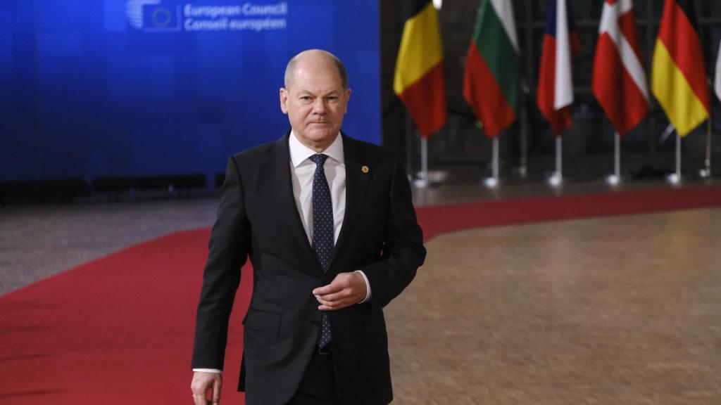 German Chancellor Olaf Scholz during a meeting of the European Council