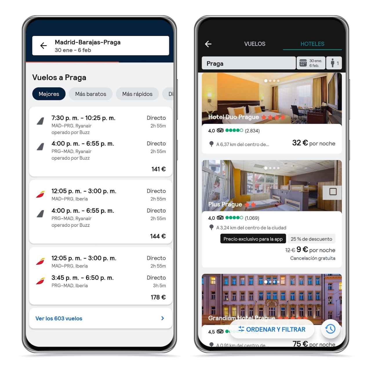 Flights and hotels on SkyScanner