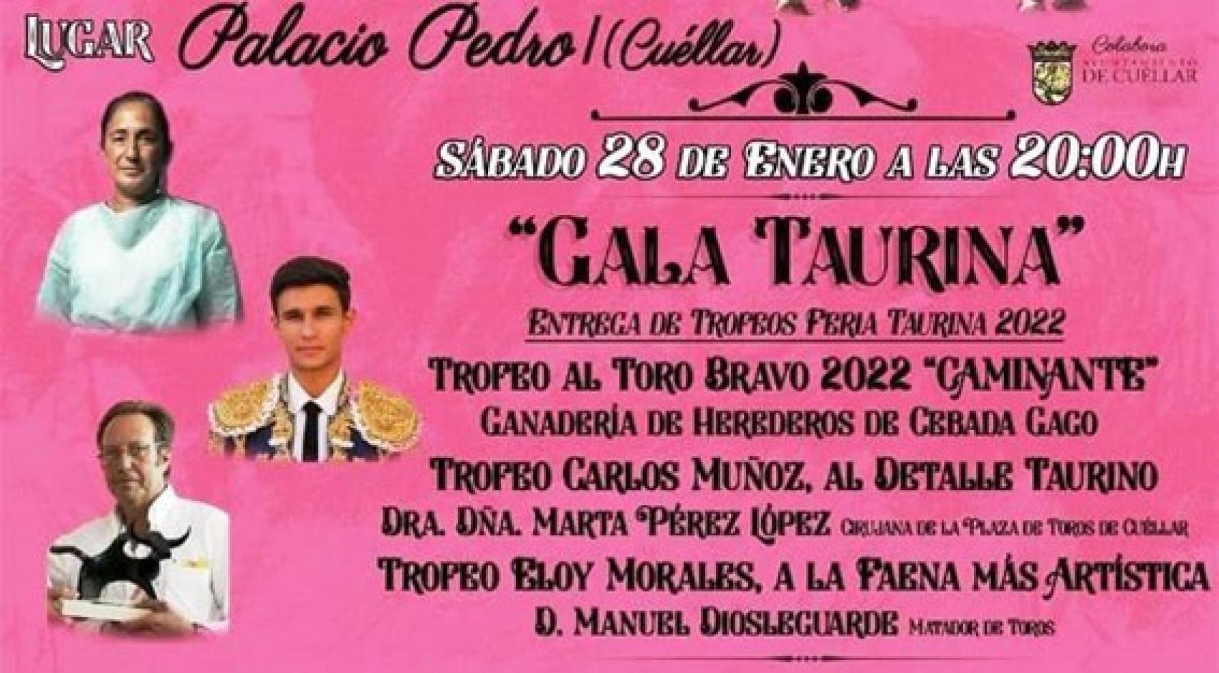Cartel de la gala taurina en Cuéllar