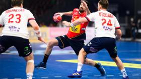 Agustín Casado, en el partido del Mundial de Balonmano entre España y Noruega