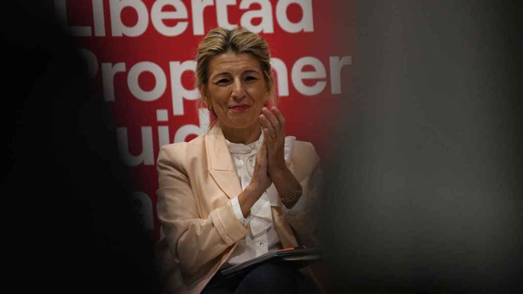 Yolanda Díaz, durante el acto que celebró su plataforma Sumar este miércoles, Madridd,