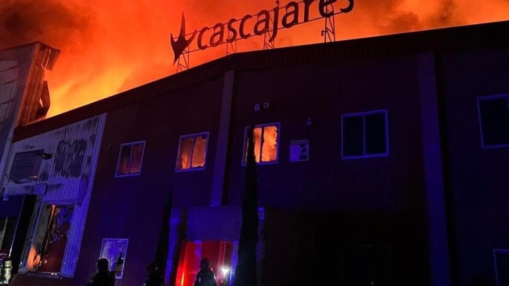 La fábrica de Cascajares destruida por el incendio.