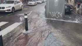 Reventón de una tubería de agua en el centro de Madrid