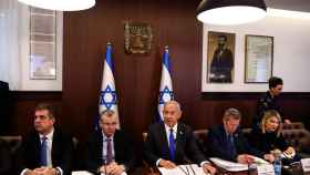 Benjamin Netanyahu, primer ministro israelí, durante una reunión con su gabinete.