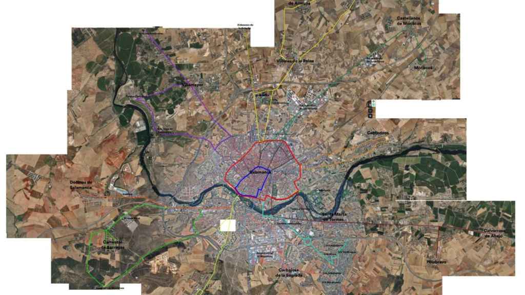 Mapa de transporte de área metropolitana de Salamanca