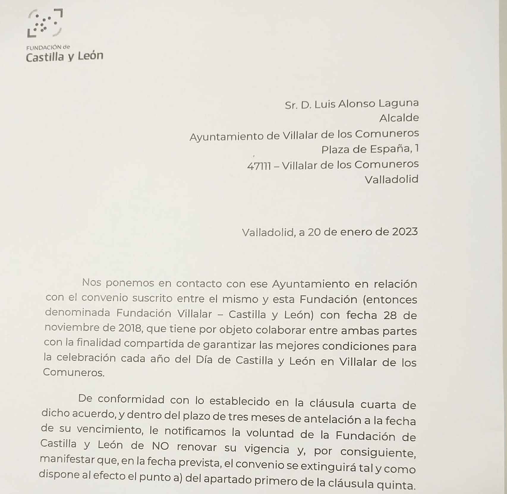 Comunicado Fundación Castilla y León