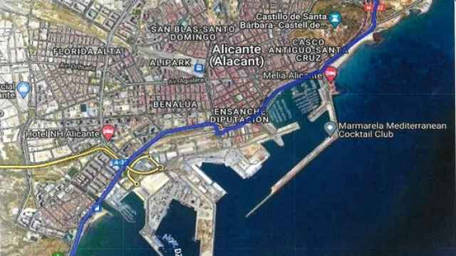 El mapa del corte de calles en Alicante.