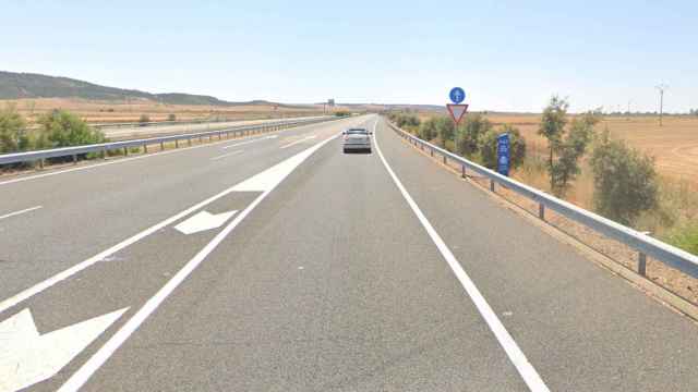 Entrada de la A-67 en el kilómetro afectado por las obras en Palencia.