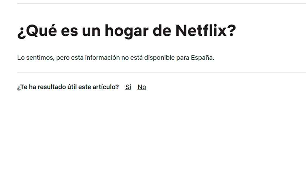 Información no disponible todavía sobre un hogar Netflix
