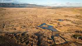 Vista aérea del Parque Nacional de las Tablas de Daimiel seco.
