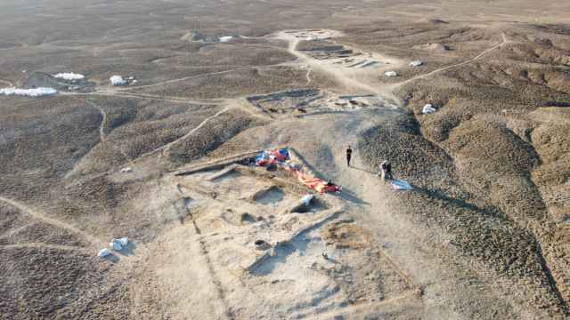 Imagen aérea de las excavaciones en Lagash. En primer plano, el área de la taberna. Foto: Proyecto Arqueológico Lagash