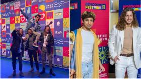 A la izquierda, los cuatro integrantes de Unique en el Benidorm Fest 2022. A la derecha, dos de los miembros en el Benidorm Fest 2023.