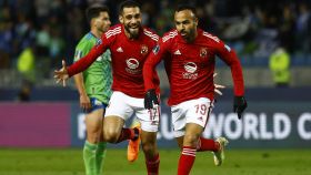 Mohamed Magdy celebra un gol con el Al Ahly