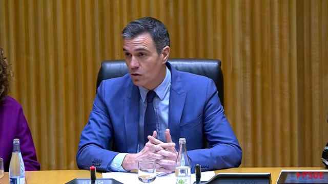 El presidente del Gobierno, Pedro Sánchez, este martes en la reunión del Grupo Parlamentario Socialista en el Congreso de los Diputados.