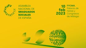 El cartel de la asamblea nacional de los Graduados Sociales.