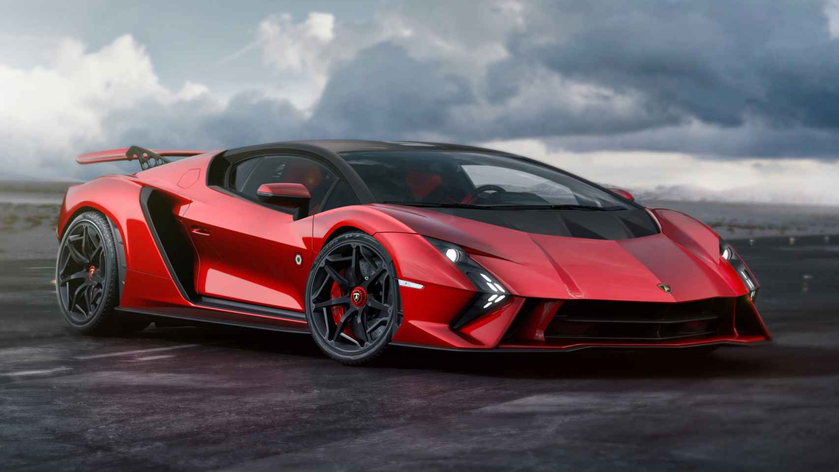 El Lamborghini Invencible combina el color de la carrocería con los discos de freno.