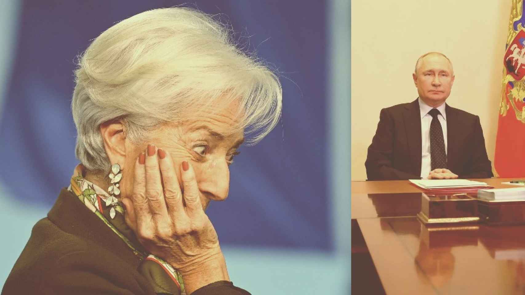 Christine Lagarde y Vladímir Putin.