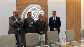 Miguel Borra, presidente nacional de CSIF; Benjamín Castro, presidente autonómico CSIF Castilla y León; Rosa Herrero, presidenta de la Unión Provincial de CSIF Zamora y la delegada territorial de la Junta en Zamora, Leticia García