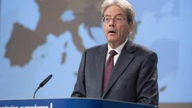 El comisario de Asuntos Económicos, Paolo Gentiloni, en una rueda de prensa